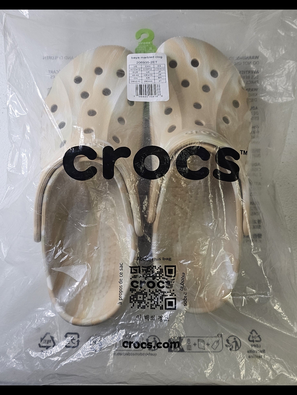 Crocs Unisex Baya Marbled Clog Chai Multi - US Men's 10/ Womens 12
